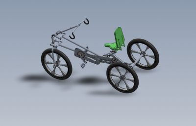 承认单座小三轮自行车solidworks图纸模型