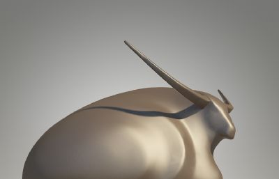 趴着的水牛雕塑设计3D模型