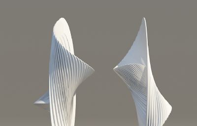 现代山水飞舞雕塑设计3D模型