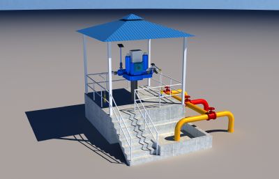 天然气站上游阀组3D模型