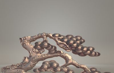 福寿松树雕塑设计3D模型