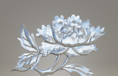 牡丹花朵浮雕雕塑设计二