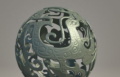 龙球,龙珠雕塑设计3D模型