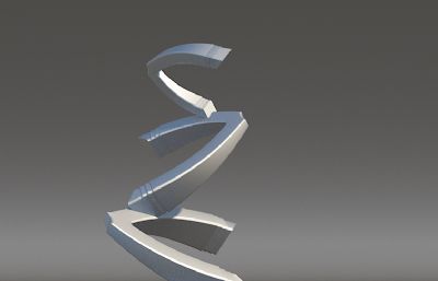 字母腾飞雕塑设计3D模型