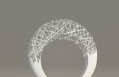 镂空月雕塑设计3D模型