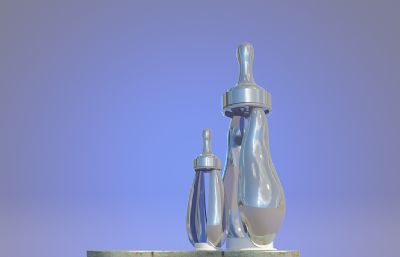 育儿期,奶瓶雕塑设计3D模型
