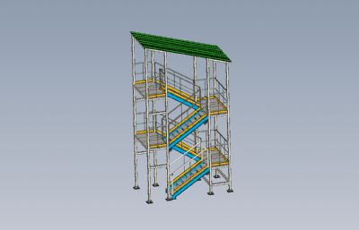 工业用,游乐场钢架梯子STEP格式模型
