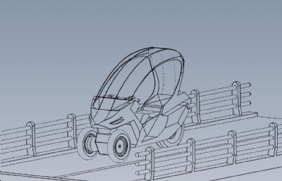 概念电动三轮车,带遮阳棚solidworks图纸模型
