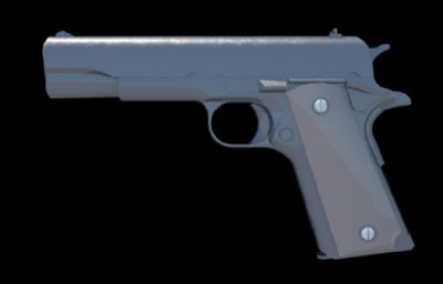 M1911半自动手枪maya模型,MB,FBX两种格式,非实体模型