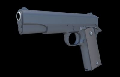 M1911半自动手枪maya模型,MB,FBX两种格式,非实体模型