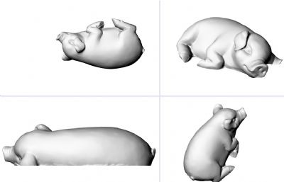 侧躺睡觉的猪STL模型