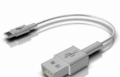 iPhone手机USB数据线充电线STP格式模型