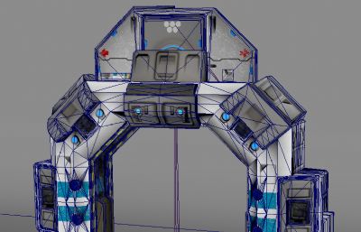 科幻机械门maya模型,带30帧开门动画,MB,FBX两种格式