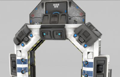科幻机械门maya模型,带30帧开门动画,MB,FBX两种格式