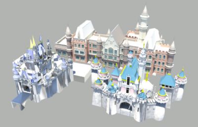 迪士尼城堡,睡美人城堡,迪斯尼幼儿园maya模型