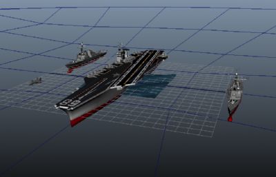 战斗机,航空母舰,护卫舰战斗群maya模型,MB,FBX,OBJ三种格式