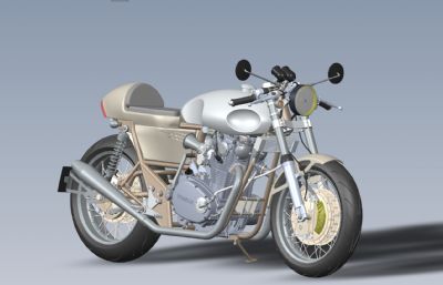 复古车雅马哈XS650 Cafe Racer摩托车solidworks图纸模型(网盘下载)