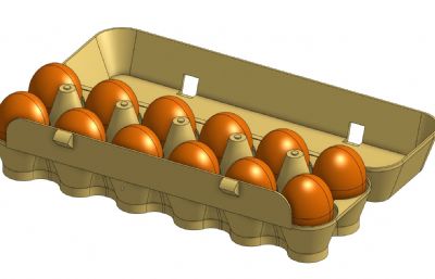 纸质鸡蛋盒,鸡蛋托盘STEP格式模型