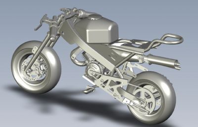 轻便摩托车,机车Solidworks图纸模型,附STEP,IGS格式