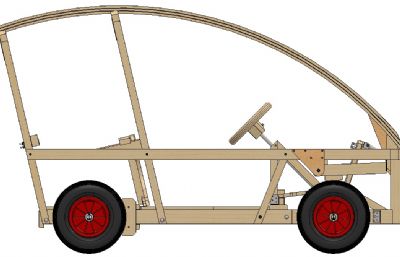 木质四轮框架车,木车solidworks图纸模型