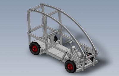 木质四轮框架车木车solidworks图纸模型