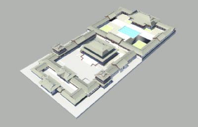 中式古建寺庙,宫殿maya模型