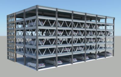 全自动立体垂直停车库MAYA模型,MB,FBX,OBJ格式,maya材质