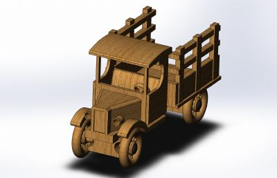 木制小卡车玩具车Solidworks设计模型,附STEP格式