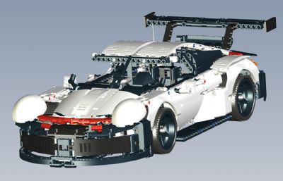 保时捷porche 911跑车玩具拼装STP格式模型