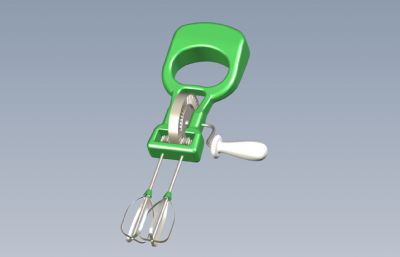 手动齿轮双杆打蛋器Solidworks设计模型,附STEP格式