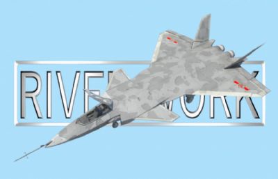 J-20 歼-20战斗机maya模型,无绑定,手K机舱盖开合与机轮收纳动画