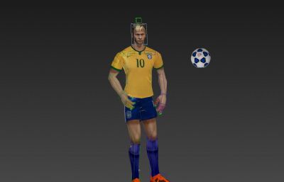 内马尔-足球运动员3D模型,带倒挂金钩动作