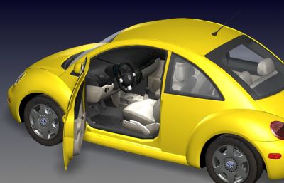 黄色大众甲壳虫3D模型,MAX+FBX格式