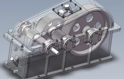 直齿齿轮减速器solidworks图纸模型