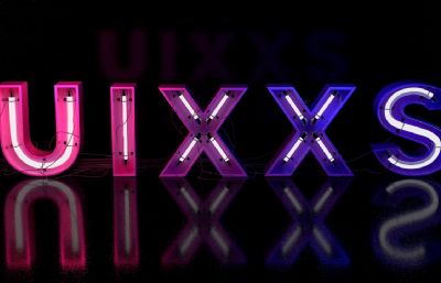 UIXXS字体设计灯管C4D模型