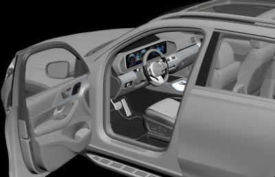 奔驰2020款 GLE汽车3D模型,带精致内饰