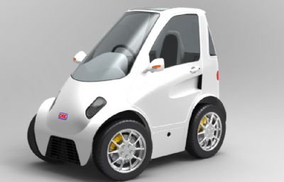 迷你新能源单座小汽车,电动车模型,STP,IGS格式