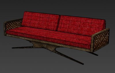 双人沙发椅3D模型,有贴图
