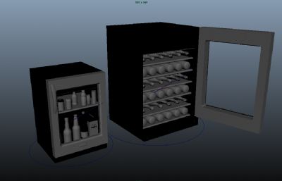 迷你冰箱,小型冷藏柜,酒柜maya模型,MB,OBJ格式