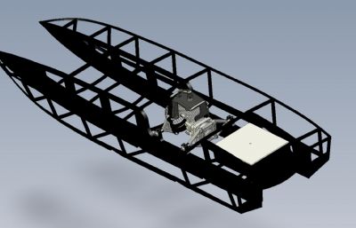 可远程遥控的双体船骨架STEP格式模型