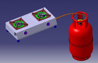 煤气灶和液化气罐模型,STP格式