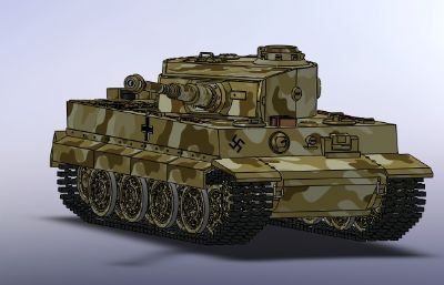 虎式坦克模型Solidworks设计,附x_t格式文件