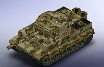 虎式坦克模型Solidworks设计,附x_t格式文件