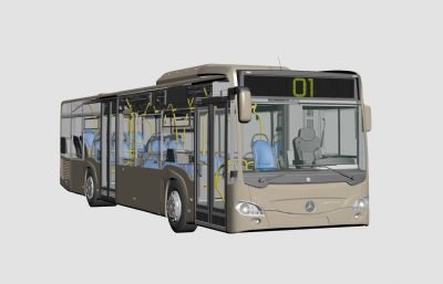 奔驰造公交车3D模型,带精致内饰