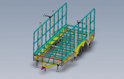 围栏式拖车Solidworks设计模型