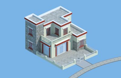 藏式双层别墅3D模型