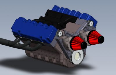 v6发动机,6缸发动机Solidworks设计模型