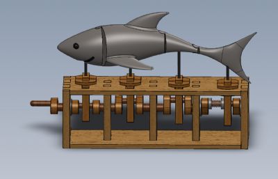 鲨鱼游动演示玩具模型solidworks设计,附SKP,FBX,IGS等文件