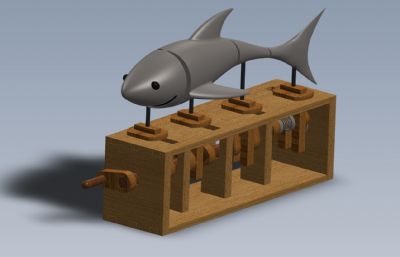 鲨鱼游动演示玩具模型solidworks设计,附SKP,FBX,IGS等文件