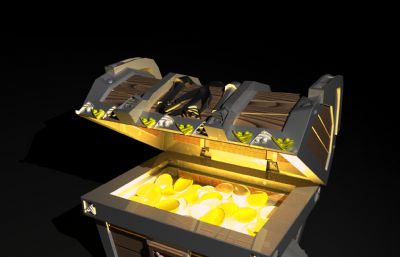 宝箱,金币宝箱游戏道具maya模型